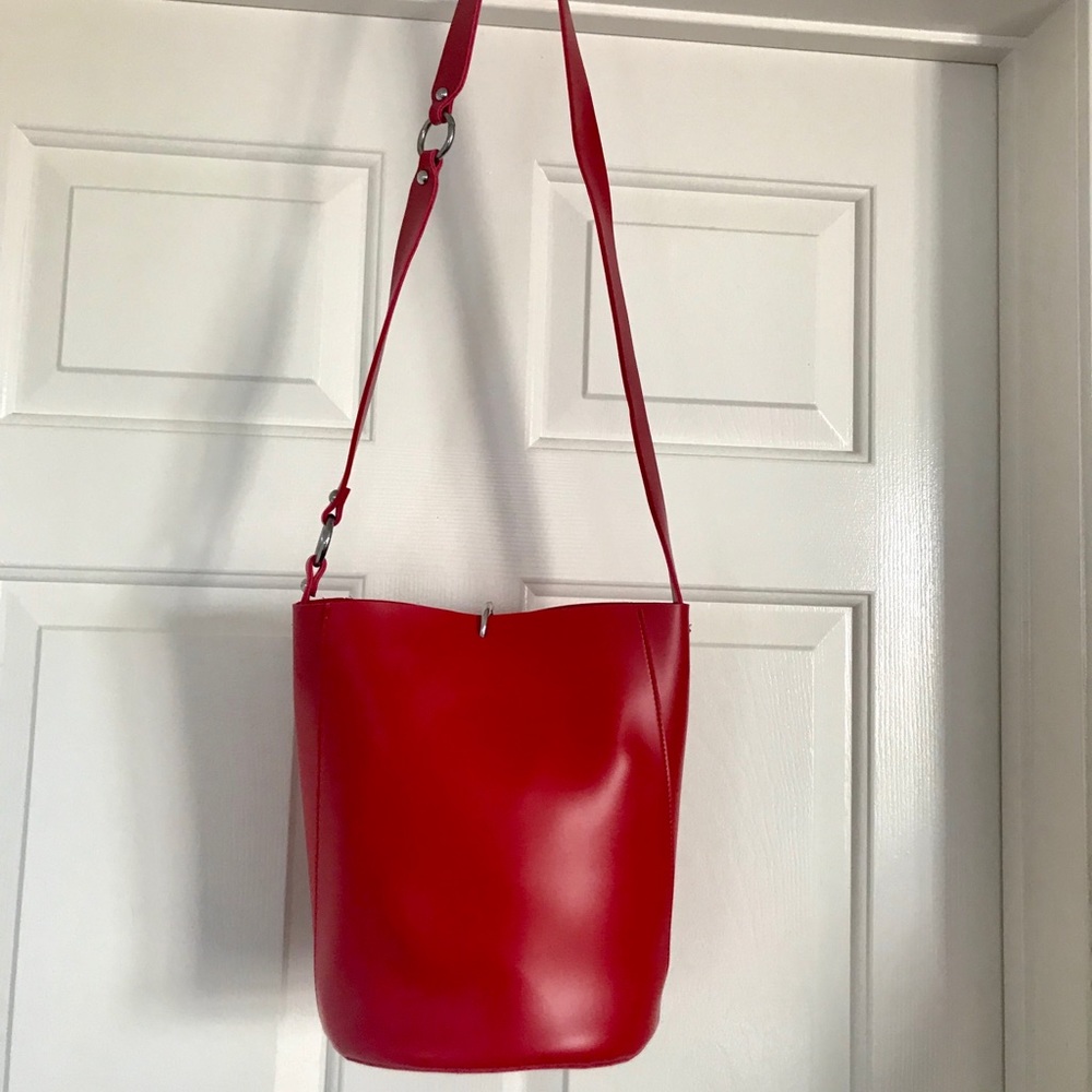 Red Bucket bag Free w/min $20 item purchase